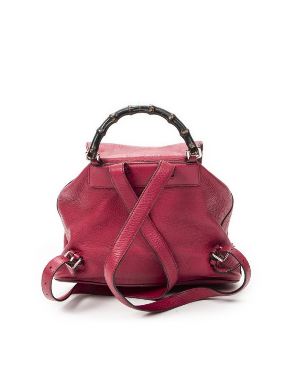 Gucci Bamboo Backpack Tassel Fuchsia Pink Gray Calfskin Leather - Picture 5 of 10